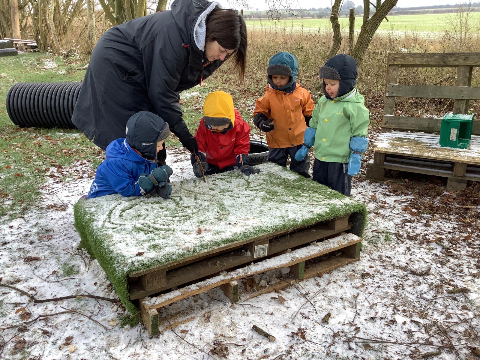 Mark making in frost at the Pheasant Nest